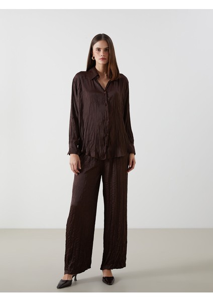 Yeni Sezon Beli Lastikli Geniş Paça Kadın Pantolon