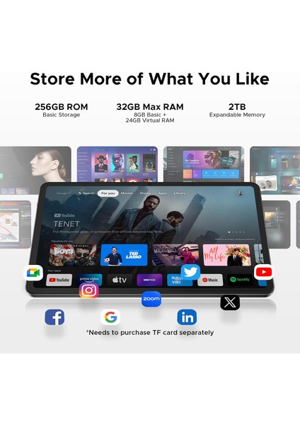 V Pad 5g 12" 8 GB Ram 256 GB 2.4k IPS Android 15 Tablet Siyah fiyatları