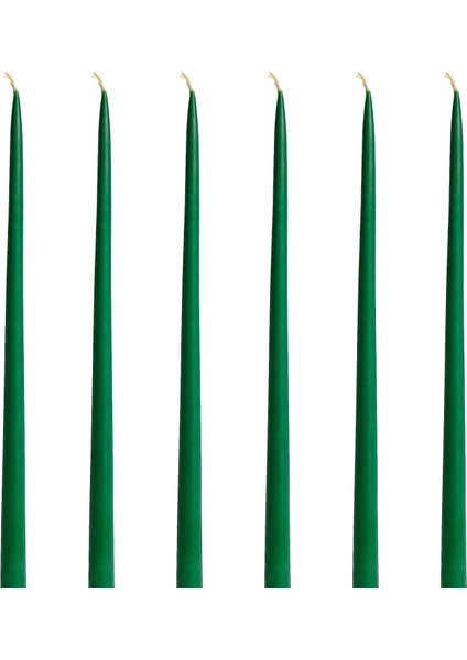 (6 Adet x 35CM) Konik Mum Şamdan Mumu Petek Bal Mumu Mum Dekoratif Beeswax Candle Yeşil Şamdan Mumu