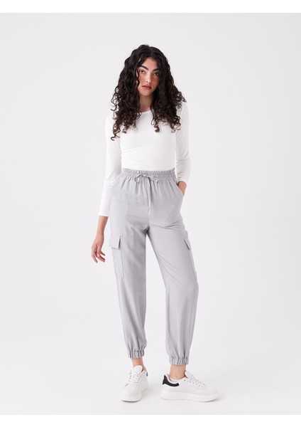 Yeni Sezon Beli Lastikli Standart Fit Kadın Kargo Pantolon fiyatları