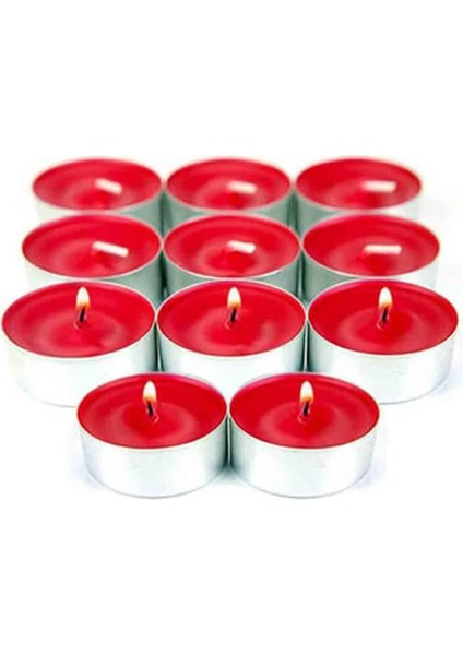 Dekoratif Kırmızı Renkli Tealight Mum Seti, 32&apos;li Paket