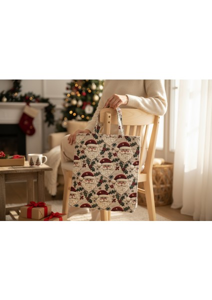 Kumaş Yeni Yıl Çantası, Bez Çanta, Hediye Poşeti, Noel Baba Çanta