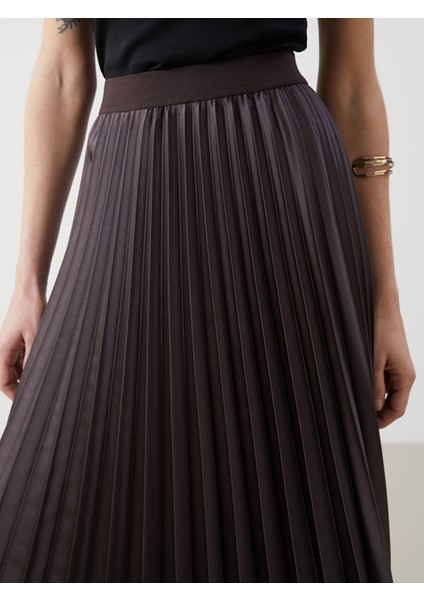 Yeni Sezon Beli Lastikli Saten Kadın Pileli Etek modelleri