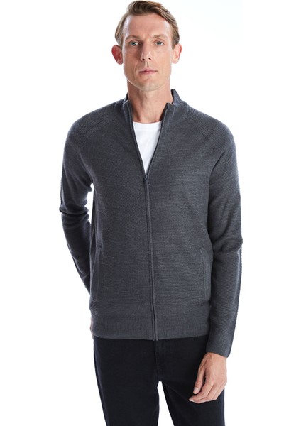 Yeni Sezon Standart Kalıp Dik Yaka Erkek Triko Hırka