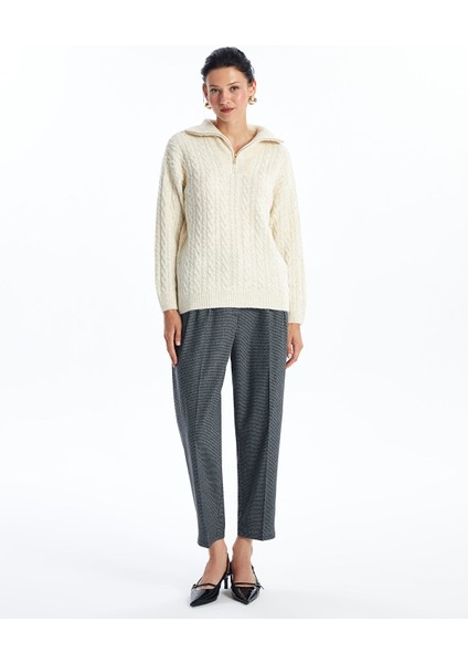 Yeni Sezon Dik Yaka Kendinden Desenli Kadın Triko Kazak fiyatları