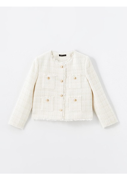 Yeni Sezon Bisiklet Yaka Dokulu Kadın Tüvit Ceket indirimleri