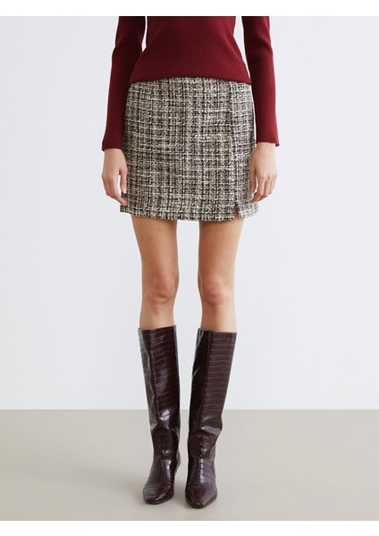 Yeni Sezon Beli Fermuarlı Ekose A Kesim Mini Tüvit Etek fiyatları