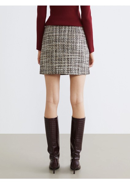 Yeni Sezon Beli Fermuarlı Ekose A Kesim Mini Tüvit Etek fırsatları