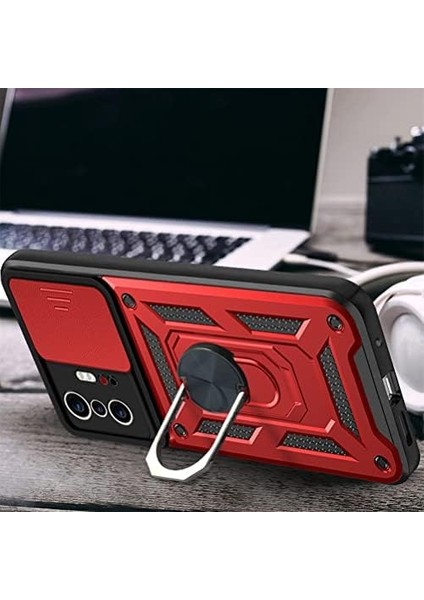 A54 4g Uyumlu Kılıf Lens Sürgülü Yüzüklü Tank Silikon Pars - Siyah fiyatları