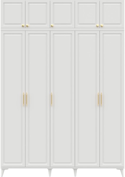 Milas Gold 5 Kapaklı Komple Mdf Ayaklı Yüklüklü Gardırop - Elbise Dolabı - Yüklük Dolabı modelleri