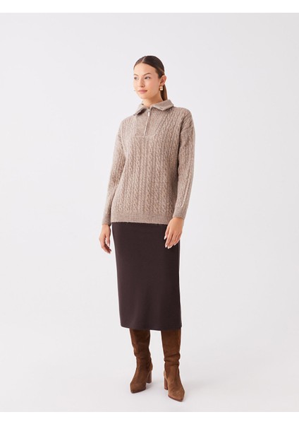 Yeni Sezon Kadın Beli Lastikli Düz Etek