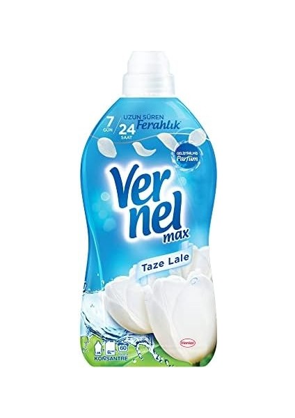 Vernel Max Taze Lale Kokulu 60 Yıkama Konsantre Çamaşır Yumuşatıcısı (1 x 1440 Ml) modelleri