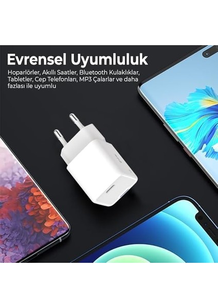BX1P20G Gan 20W Type-C Pd Akım Korumalı ve LED Göstergeli Hızlı Şarj Cihazı (Beyaz) modelleri