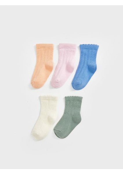 Yeni Sezon Basic Kız Bebek Soket Çorap 5'li