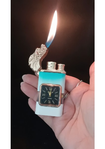 Turkuaz Ombre Saatli Ejderha Başlıklı Jet Alev Çakmak fiyatları