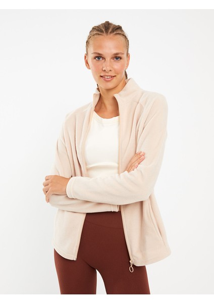 Yeni Sezon Dik Yaka Düz Uzun Kollu Polar Kadın Spor Hırka modelleri