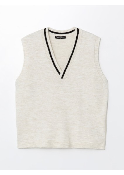 Yeni Sezon V Yaka Düz Oversize Kadın Triko Süveter indirimleri