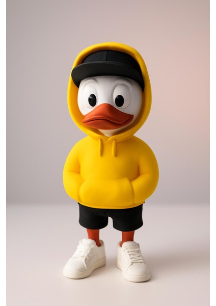 Cool Duck Figür – Kapüşonlu Hoodie ve Şapkalı Modern Tasarım 25 cm