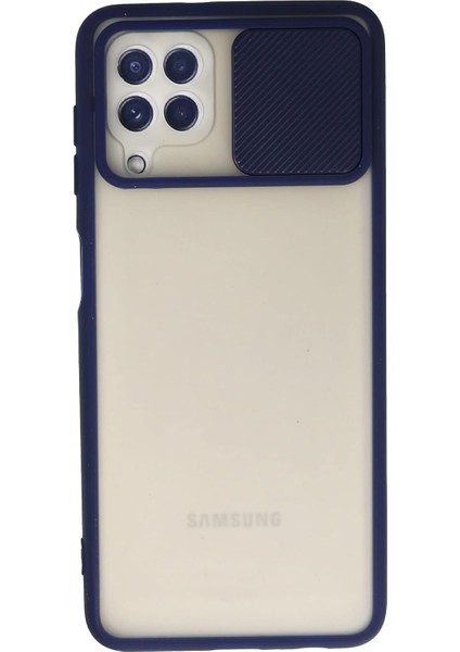 M22 Kılıf Lens Sürgülü Mat Silikon - Lacivert