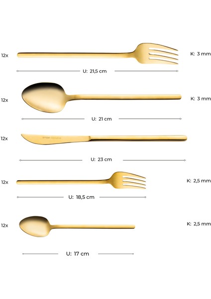 Lora Parlak Gold 60 Parça 12 Kişilik Çatal Kaşık Bıçak Takımı indirimleri