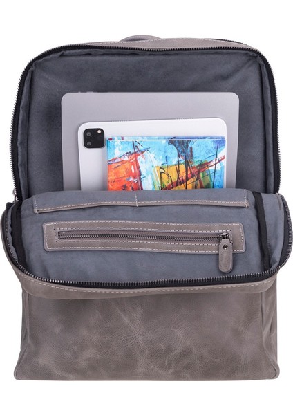 Hidden Castle Deri Sırt Çantası Antik Gri fırsatları