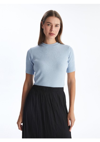 Yeni Sezon Bisiklet Yaka Dokulu Kadın Triko Kazak