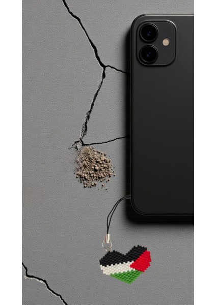 Miyuki Boncuk El Yapımı Filistin Bayrağı Telefon Çarmı - Charm