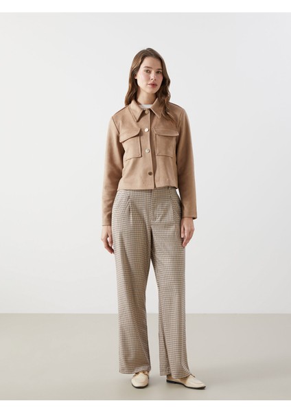 Yeni Sezon Gömlek Yaka Kadın Süet Görünümlü Ceket fiyatları