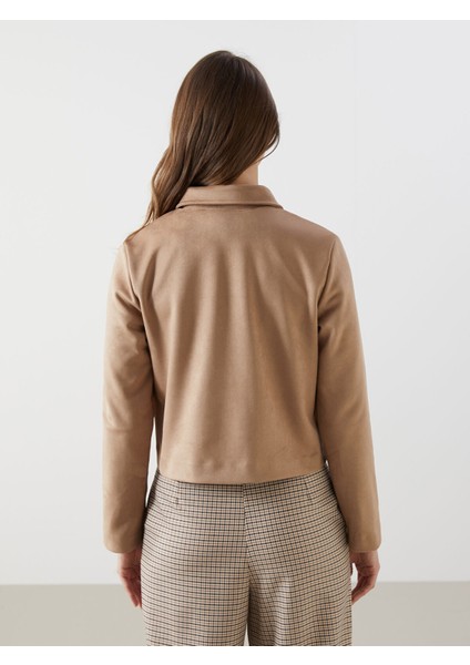 Yeni Sezon Gömlek Yaka Kadın Süet Görünümlü Ceket fırsatları