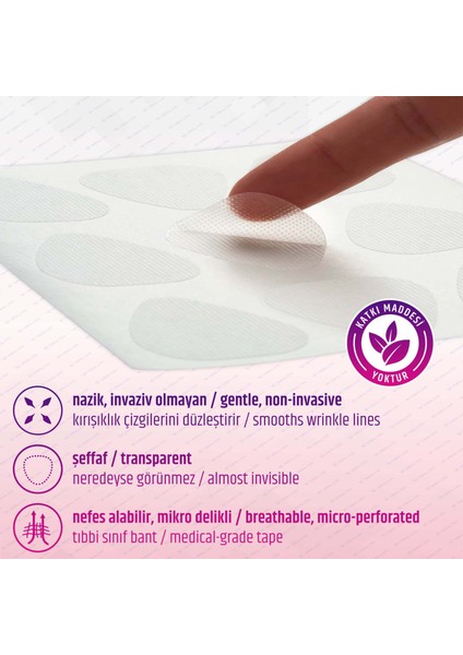 Yüz Bandı 144 Adet Kırışıklık Için Şeffaf Yüz Germe Bantları Premium (Wrinkle Patch)