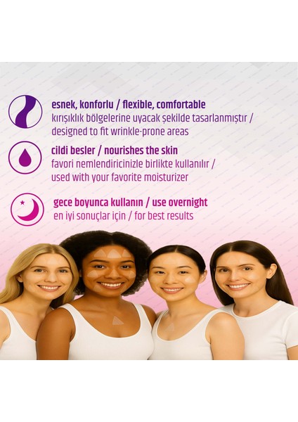 Yüz Bandı 144 Adet Kırışıklık Için Şeffaf Yüz Germe Bantları Premium (Wrinkle Patch)