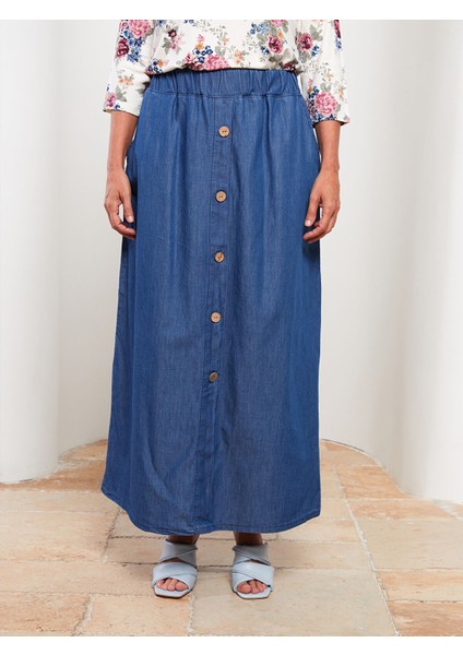 Yeni Sezon Beli Lastikli Düz A Kesim Kadın Jean Etek modelleri