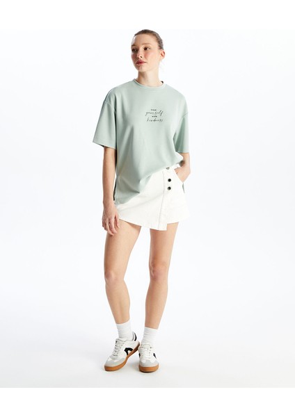 Yeni Sezon Kadın Standart Fit Düz Jean Şort Etek