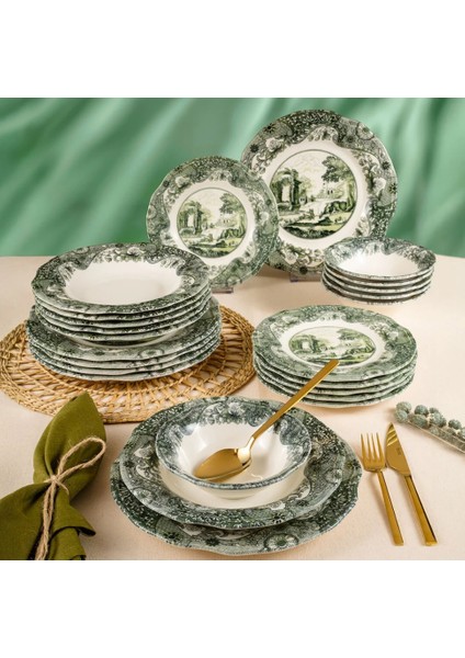 Vintage Emerald 24 Parça Yemek Takımı