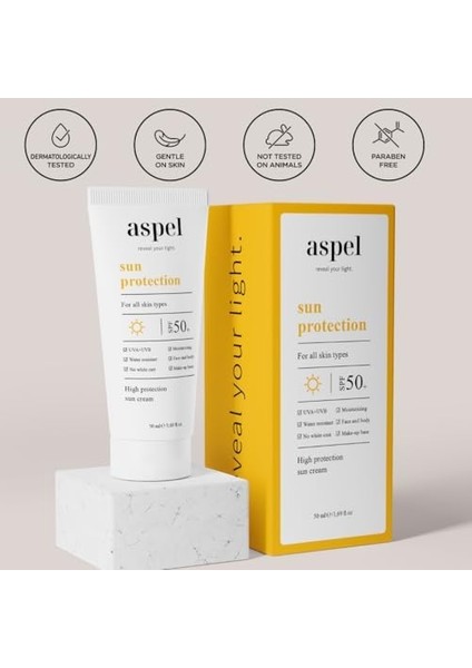 Aspel Yüksek Korumalı Spf 50+ Güneş Kremi 50 ml modelleri