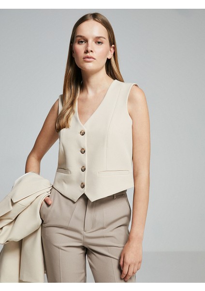 Yeni Sezon V Yaka Kadın Klasik Yelek
