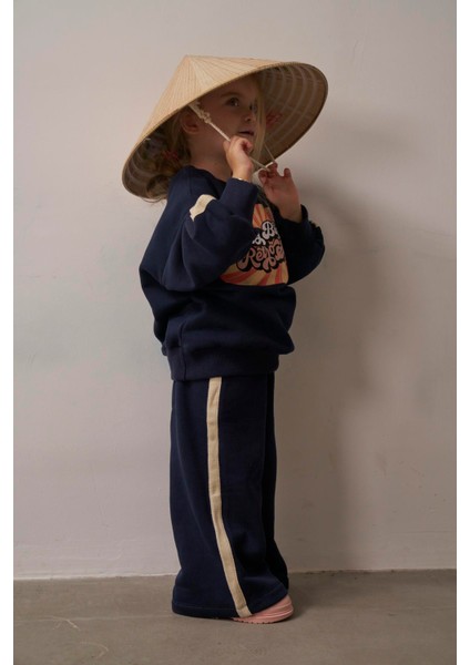 Lacivert Retro Baskılı Çocuk Alt Üst Takım