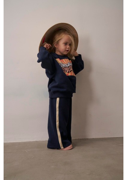 Lacivert Retro Baskılı Çocuk Alt Üst Takım