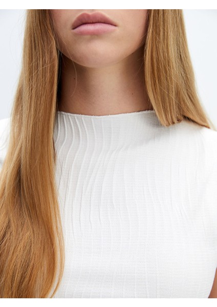 Yeni Sezon Bisiklet Yaka Dokulu Kadın Bluz modelleri