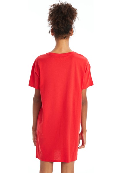 Yeni Sezon Bisiklet Yaka Mickey Mouse Baskılı Kadın Gecelik fırsatları