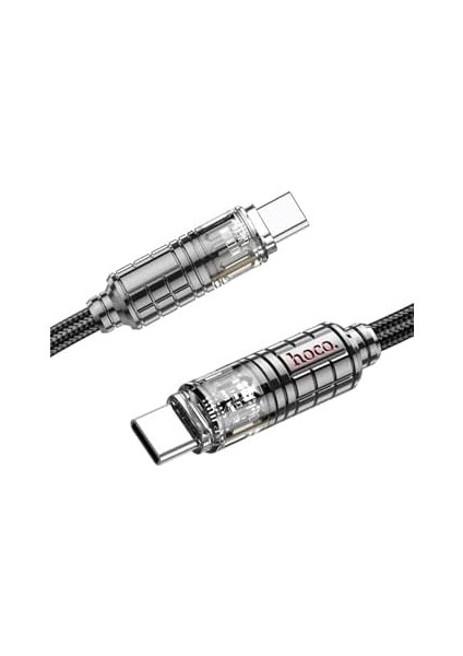 U122 60W 3A Tip-C Tipi Şeffaf Edition, Şarj ve Veri Iletim Kablosu, 1.2 Metre Uzunluk, Siyah modelleri