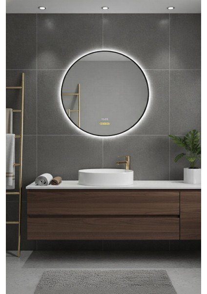 Akıllı Buhar Tutmaz Hareket Sensörlü 3 LED Işıklı Dekoratif Banyo Aynası 75 cm