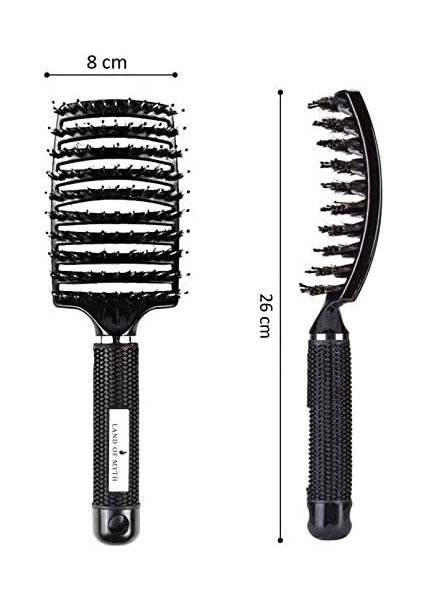 Land Of Myth - LOM1071 Premium Detangler, Dolaşık Saç Açma Fırçası, Yumuşak ve Esnek Iyonik Fırça Dişleri (Siyah) fiyatları
