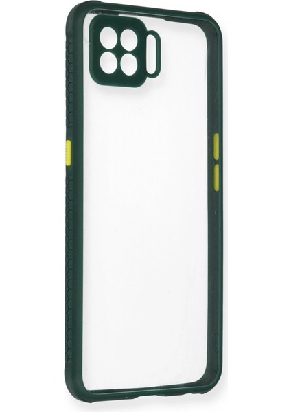 Reno 4 Lite Kılıf Miami Şeffaf Silikon - Koyu Yeşil