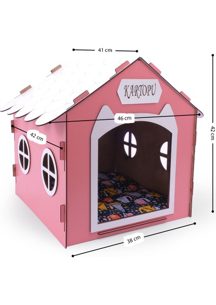 Ahşap Özel Isim Baskılı Dekoratif Kedi Evi-Kulübesi, Kediler Için Kulübe, Kedi Kulübesi Pembe fiyatları