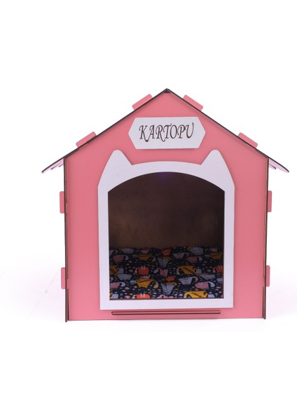 Ahşap Özel Isim Baskılı Dekoratif Kedi Evi-Kulübesi, Kediler Için Kulübe, Kedi Kulübesi Pembe fırsatları