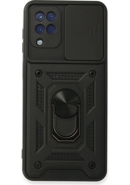 A22 Kılıf Pars Lens Yüzüklü Silikon - Siyah