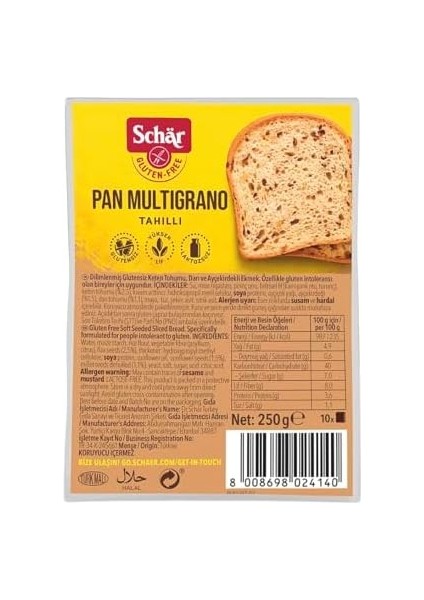 Schar Pan Multigrano Glutensiz Ketenli Ayçekirdekli Ekmek 250 gr fiyatları