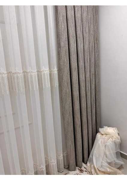 Nivemeshome 2571 V -117 Reina Gold 1/2,5 Pileli Bambu Tül Perde modelleri