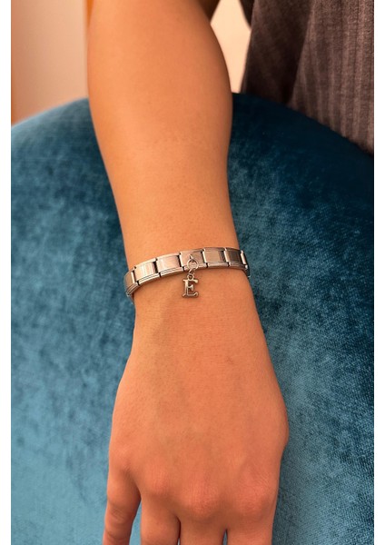 Kişiye Özel Sallantılı Harfli Italyan Paslanmaz Çelik Unisex Bileklik Charmı SCB64 fiyatları